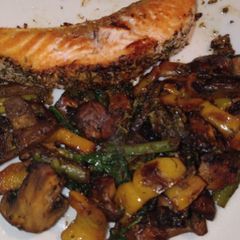 A picture of Pan-Seared Salmon with Sautéed Vegetables.