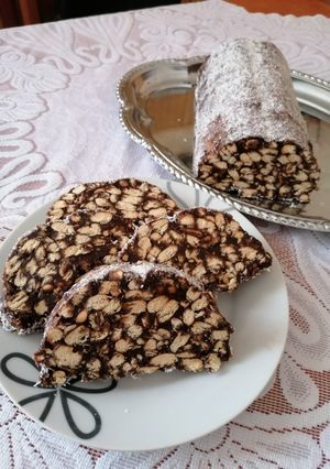 Őzgerinces kekszszalámi recept fotója