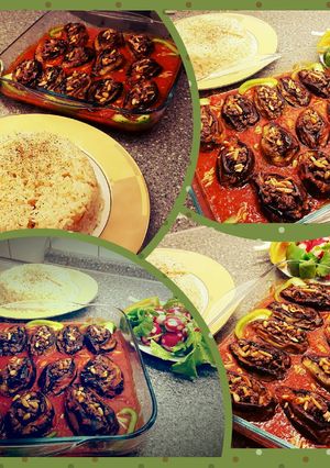 صورة لوصفة منزلة باذنجان بصلصة البندورة