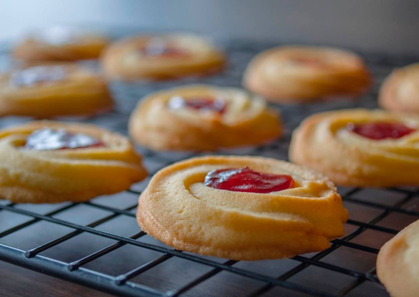 Strawberry Jam Butter Cookies (Spritz Cookies)