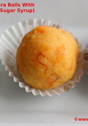 A picture of Carrot Sooji Sheera Balls With Left Over Sugar Syrup (Chasni).