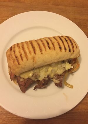 A picture of Cheese steak sandwich.