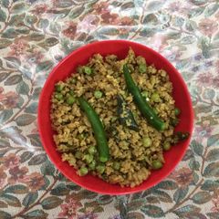 # soya granules with green peas keema A picture of # soya granules with green peas keema.