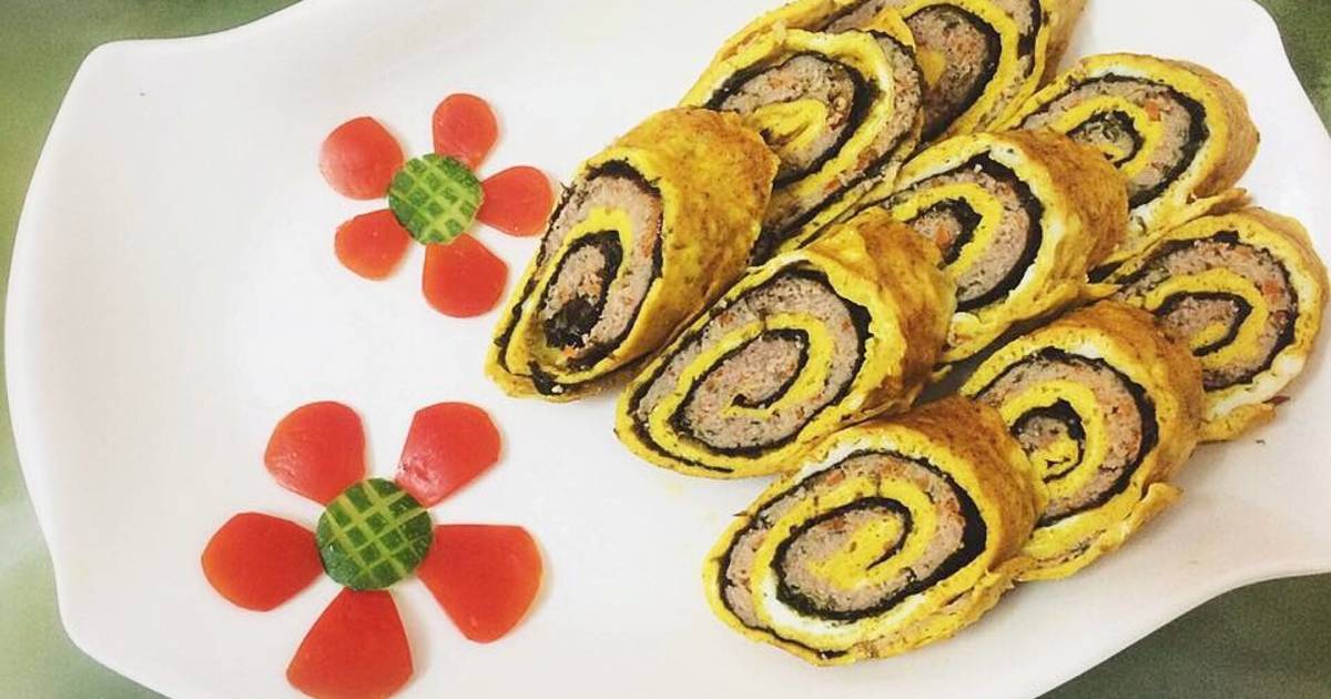 Cách Làm Món Trứng cuộn rong biển