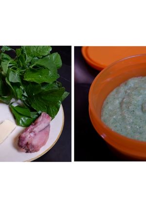 Foto resep MPASI 7 Bulan. Kentang, oats, udang, tuna, bayam, keju