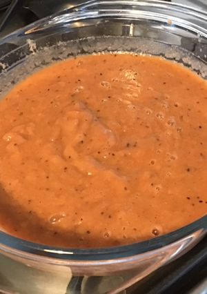 Une photo de Compote pêches et kiwis à l'orange