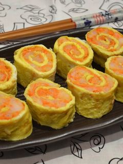 紅蘿蔔蝦肉蛋卷 的食譜成品照片