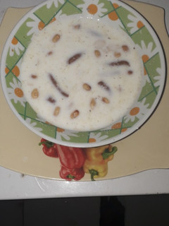 A picture of Ijebu garri with milk.