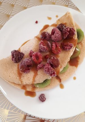 Zdjęcie przepisu Fit omlet budyniowo-biszkoptowy.