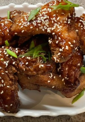A picture of BBQ Honey chicken wings.