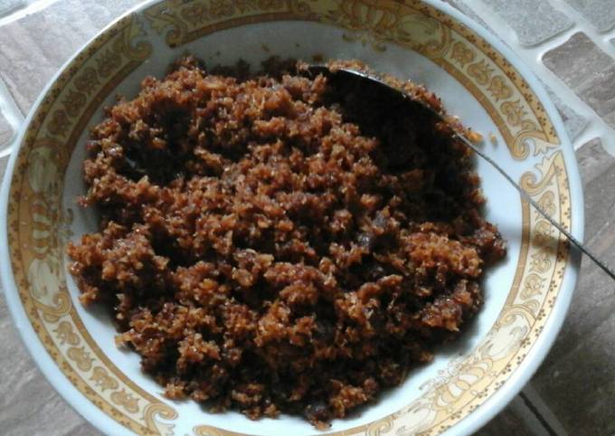 Standar Resep memasak Serundeng kelapa sederhana  menggugah selera