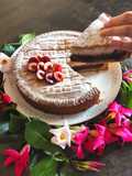 Crostata con frolla all'olio di cocco confettura di ciliegie homemade e crema di ricotta e cocco