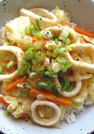 A picture of Miso Squid Rice Bowl.