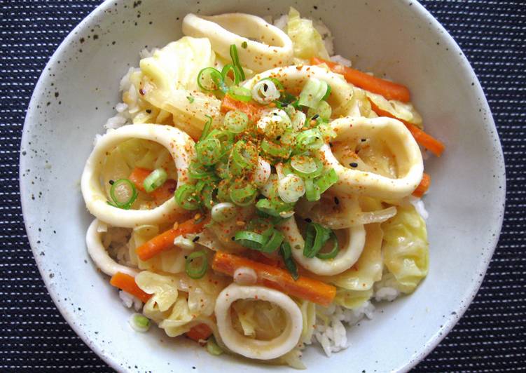 Recipe of Perfect Miso Squid Rice Bowl