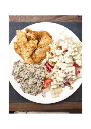 Csirkemell szeletek - lencse & kínai kel salátával recept fotója