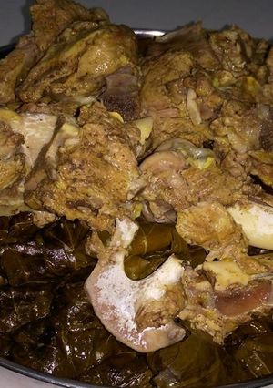 صورة لوصفة ورق العنب (اليبرق) مع لحم الغنم