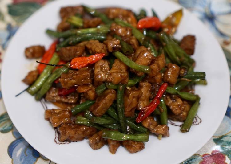 Tumis tempe kacang panjang