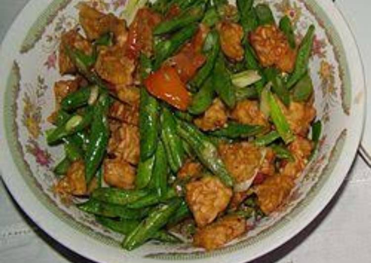 Tumis tempe&kacang panjang pedas