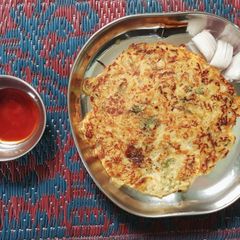 Chilla with potato,curd and besan A picture of Chilla with potato,curd and besan.