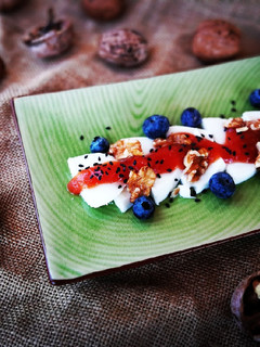 Una foto de Desayuno de queso fresco 0% y membrillo