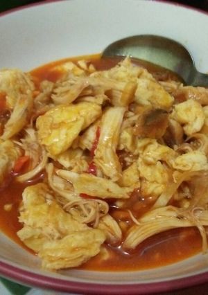 Foto resep Ayam suwir telur pedas manis