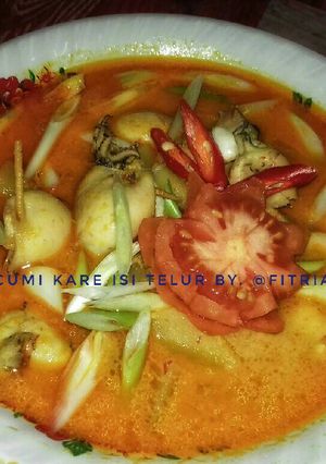 Foto resep Cumi-cumi bumbu kare isi telur
