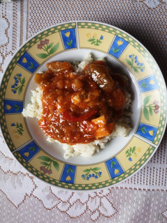 Édes savanyú csirkemell padlizsánnal recept fotója