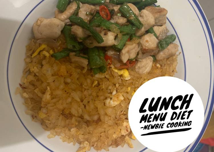 Cara Gampang Menyiapkan Lunch Menu Diet (Nasi Goreng Shirataki + Tumis Kacang Panjang) Anti Gagal