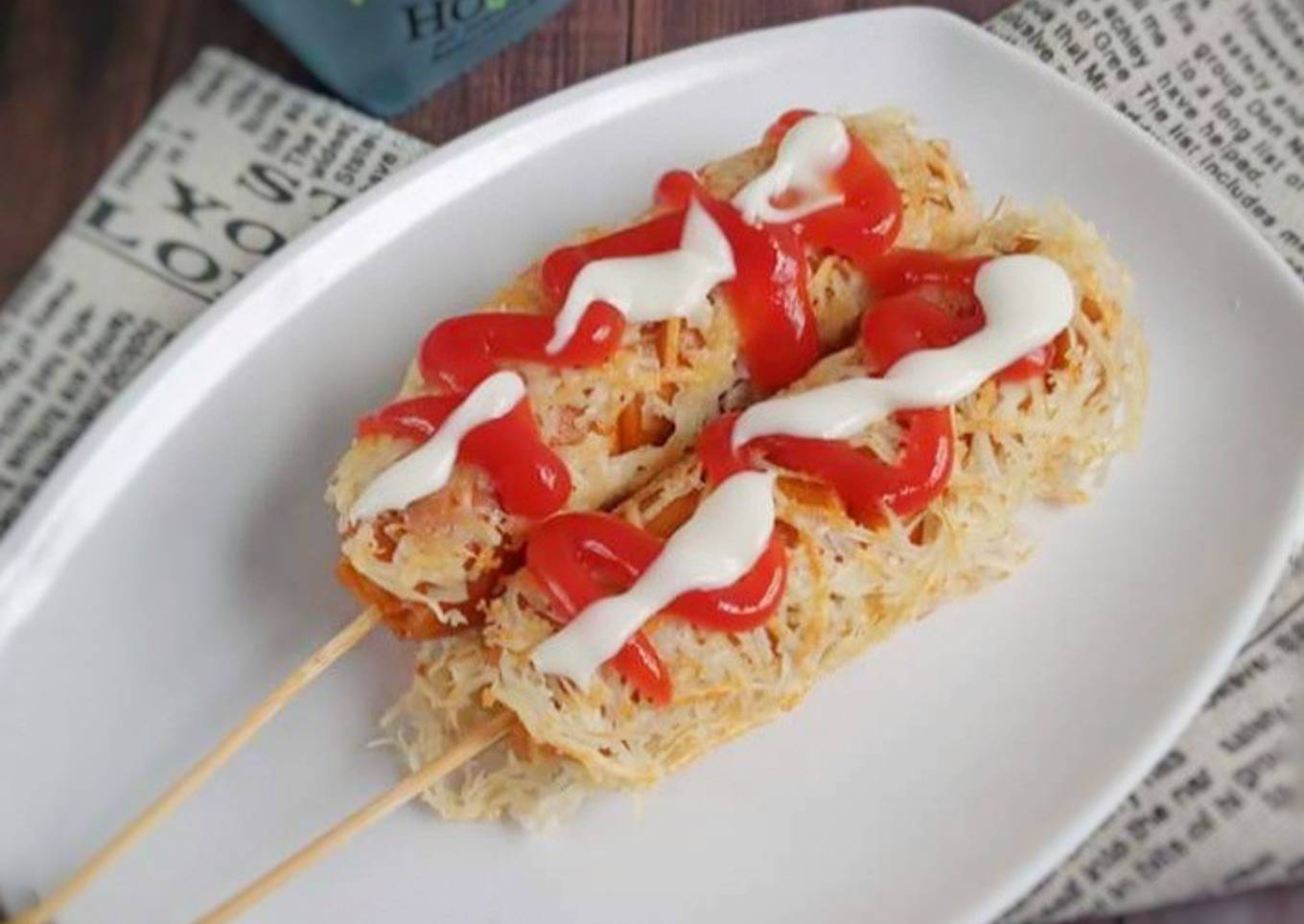 Sate sosis balut keju