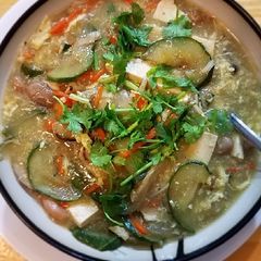 A picture of Cucumber tofu eggdrop soup#Everday meal soup黄瓜豆腐羹.