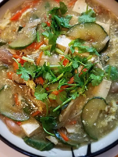 A picture of Cucumber tofu eggdrop soup#Everday meal soup黄瓜豆腐羹.