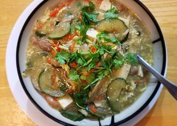 How to Make Yummy Cucumber tofu eggdrop soupEverday meal soup