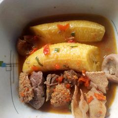 Plantain and offal pepper soup A picture of Plantain and offal pepper soup.
