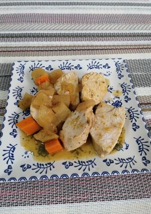 Una foto de Solomillo de Pavo con salsa de manzana