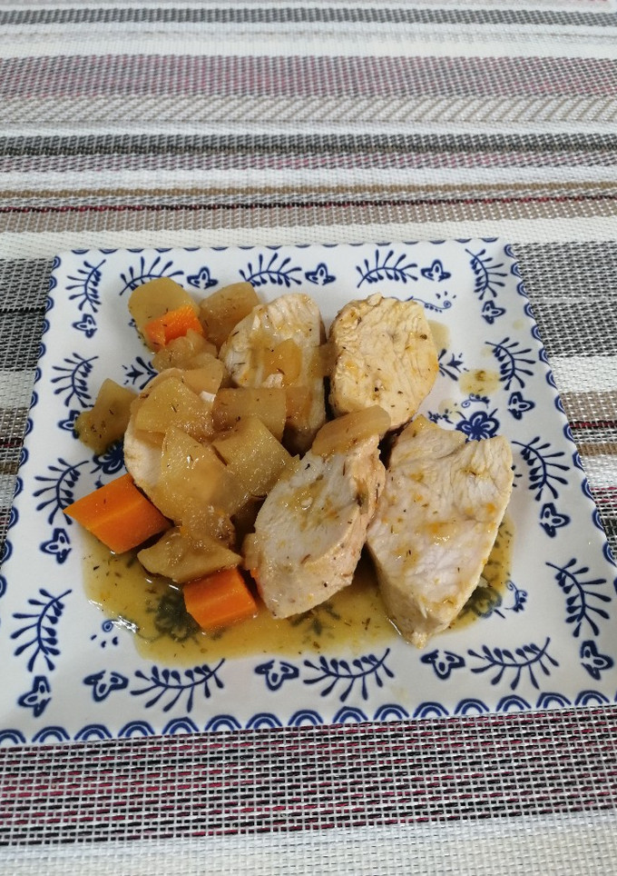Una foto de Solomillo de Pavo con salsa de manzana