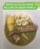 Rollitos de Bistec en salsa verde con queso panela