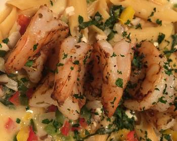 Best Recipe Cajun grilled shrimp with loaded veggie Alfredo noodles Very Delicious