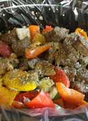 Beef tips with onions and sweet peppers