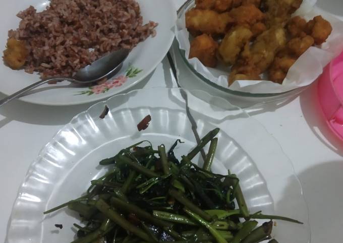 Chicken pop with kangkung teriyaki endess