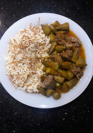صورة لوصفة بامية ورز