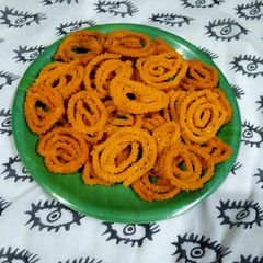 Rice flour chakli A picture of Rice flour chakli.