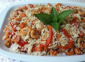 صورة لوصفة رز بالقريدس والخضار