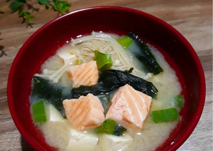 Cara Membuat SALMON MISO SOUP ~ Sup Salmon Tauco Jepang 👍 yang Bisa Manjain Lidah
