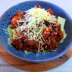 A picture of Beef Ragu with Pasta.