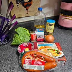 A picture of Cabbage Kielbasa Pierogies Dinner.