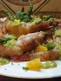 Gamberoni crudi al profumo ed ai sapori degli asparagi