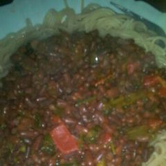 A picture of Western ndengu and spaghetti.