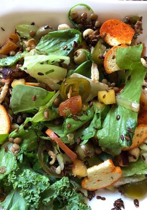 A picture of Tuna Fish, Lentils and Peach Salad.