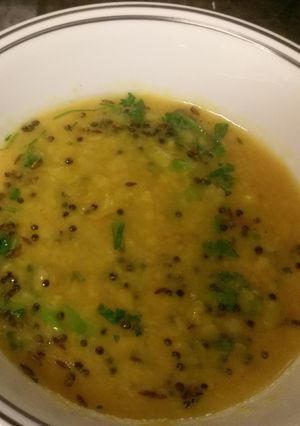 A picture of Nimbe Tovve/ Nimma Pandu Poppu / Nimbu Dal / Yellow Lentil with Lemon Juice.