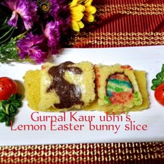 Lemon Easter bunny slice 🍋with pattern A picture of Lemon Easter bunny slice 🍋with pattern.